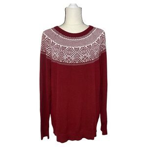 Croft & Barrow Red White Holiday Knit Sweater Size Extra Extra Large